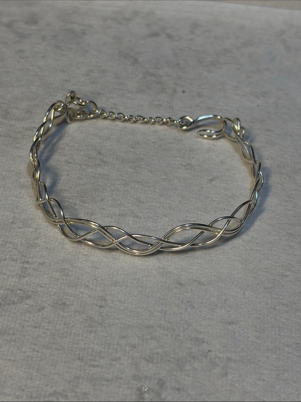 Elegant Twisted Wire Bangle Bracelet  Tarnish Resistant Silver